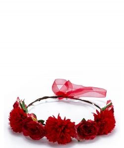 Bridal Party Festival Flower Headband HN320063 RED